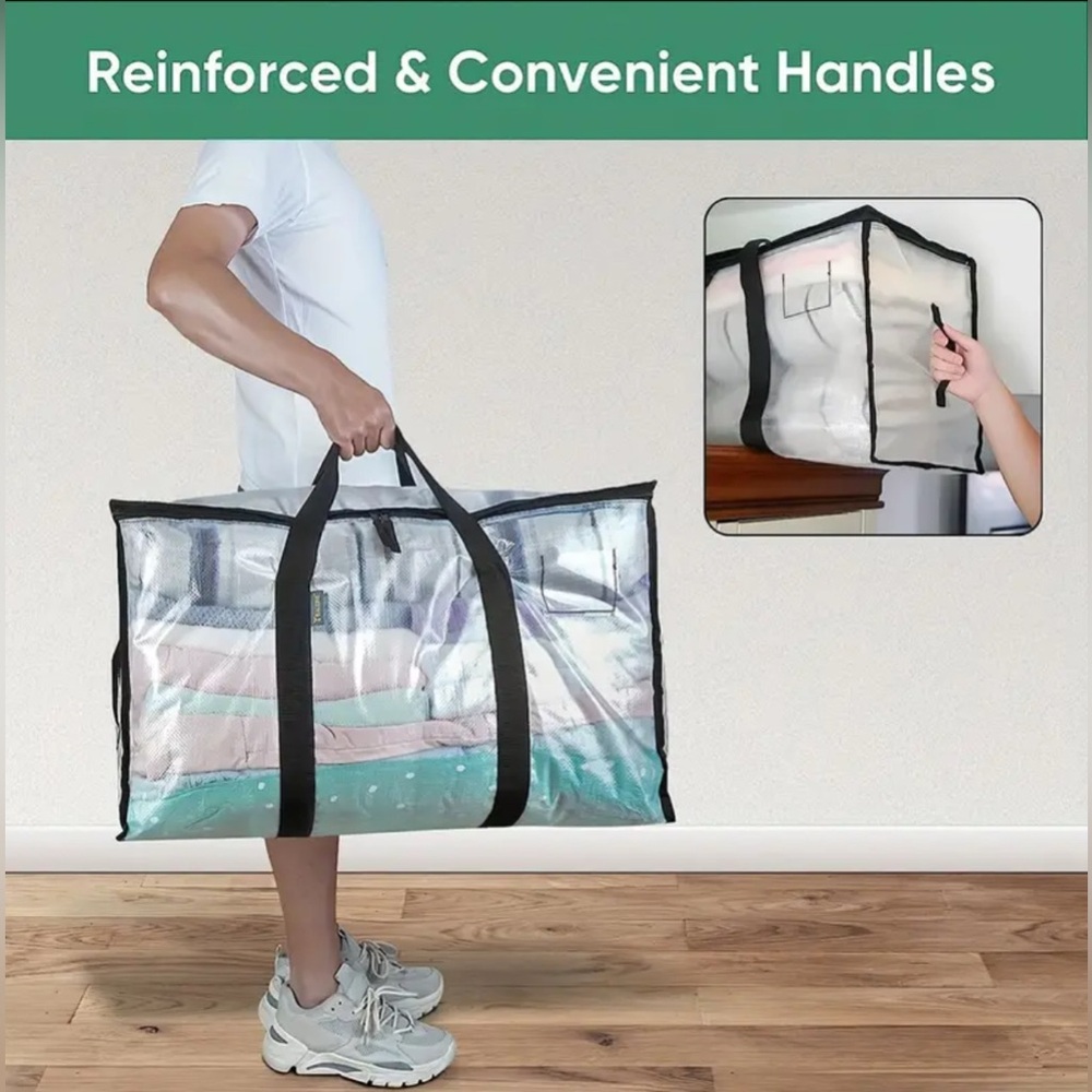 Transparent Storage Bag Extra Large with Black Trim and Handles NWOT - Picture 2 of 3